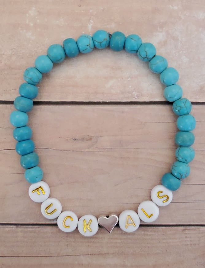 FUCK ALS BEADED BRACELET-TURQUOISE